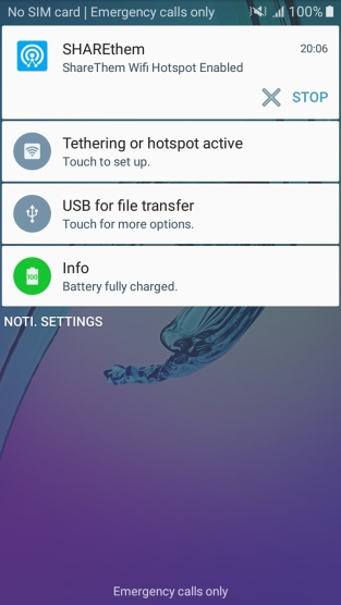 SHAREthem service notification with Stop action